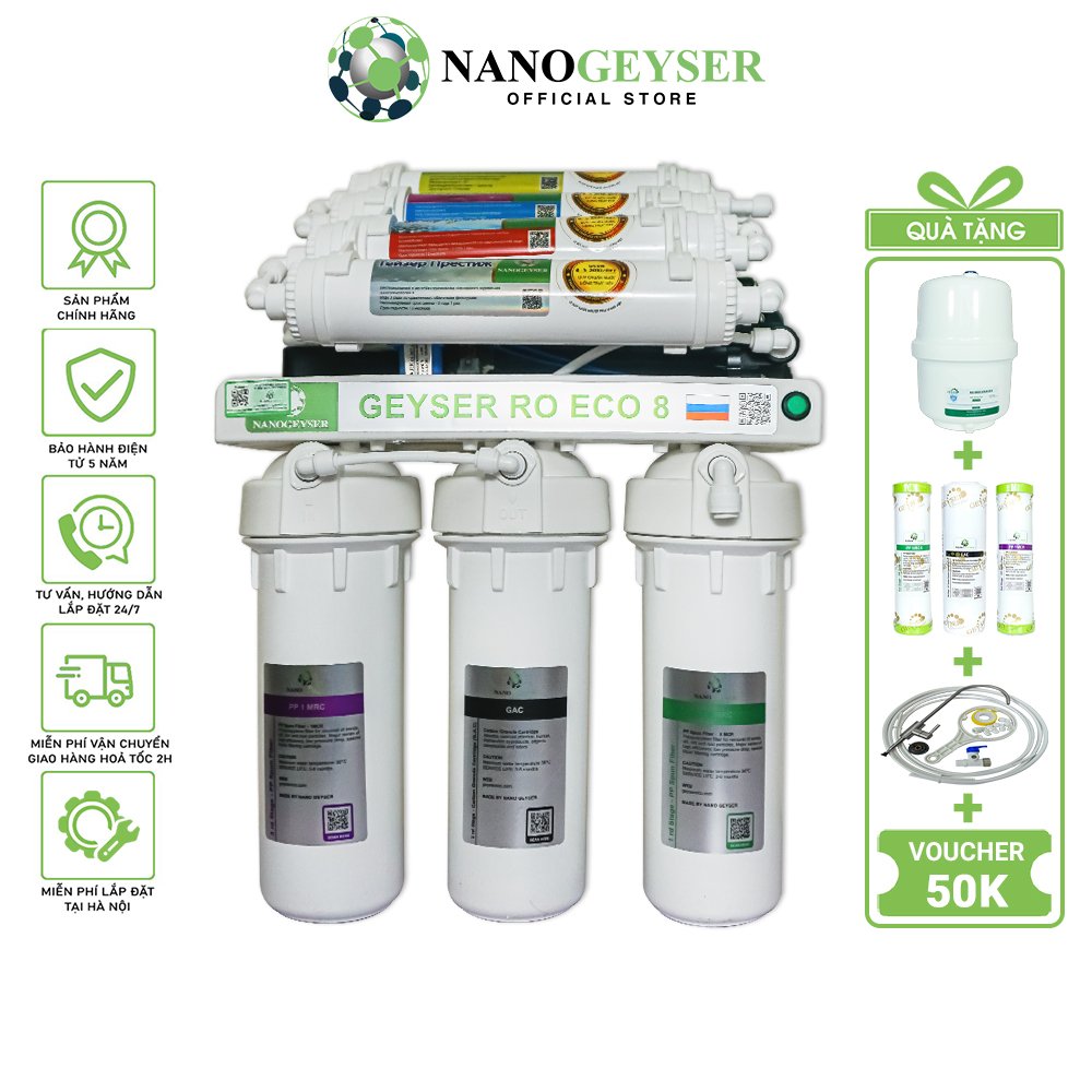 Máy lọc nước Nano Geyser RO ECO, Công nghệ lọc nước tinh khiết RO - Hàng Chính Hãng