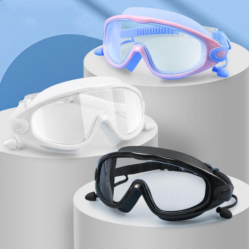 Kính bơi, kính lặn chống sương mù cao cấp, có bịt tai, góc nhìn siêu rộng Nemo Bikini - KB3 - Trắng kính xanh