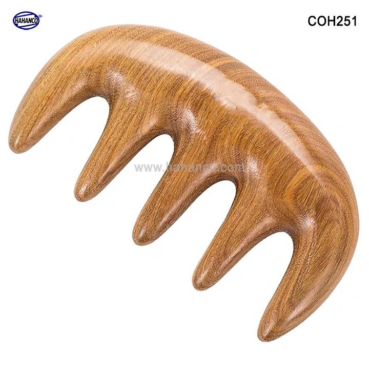 Lược gỗ Bách Xanh 5 răng massa đầu (Size: S -10cm) COH251 - Giúp lưu thông khí huyết đả thông kinh mạch - Chăm sóc tóc