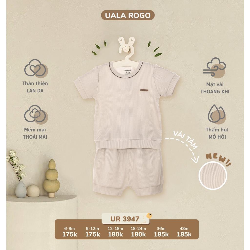 Bộ quần áo bé trai UalaRogo cộc tay 6 tháng đến 4 tuổi cotton tăm cổ tròn