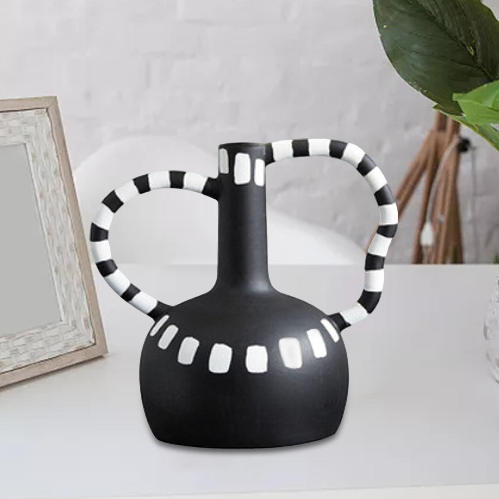 Black and White Vase Resin Flower Vase Nordic for Home Living Room Entrance