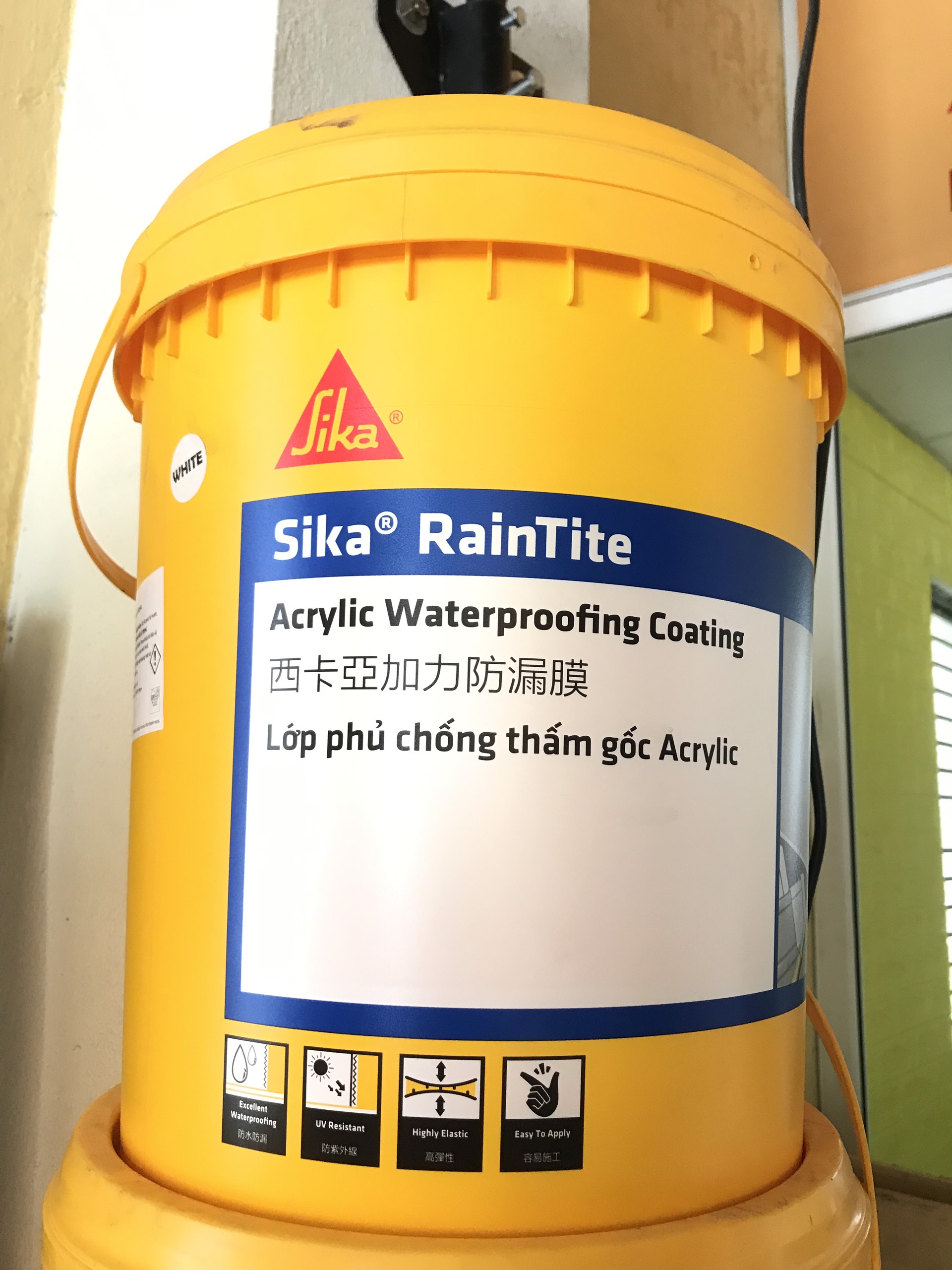 Sơn chống thấm vách tường ngoài trời, chống thấm máng xối lộ thiên - Sika RainTite Grey (thùng 20kg)