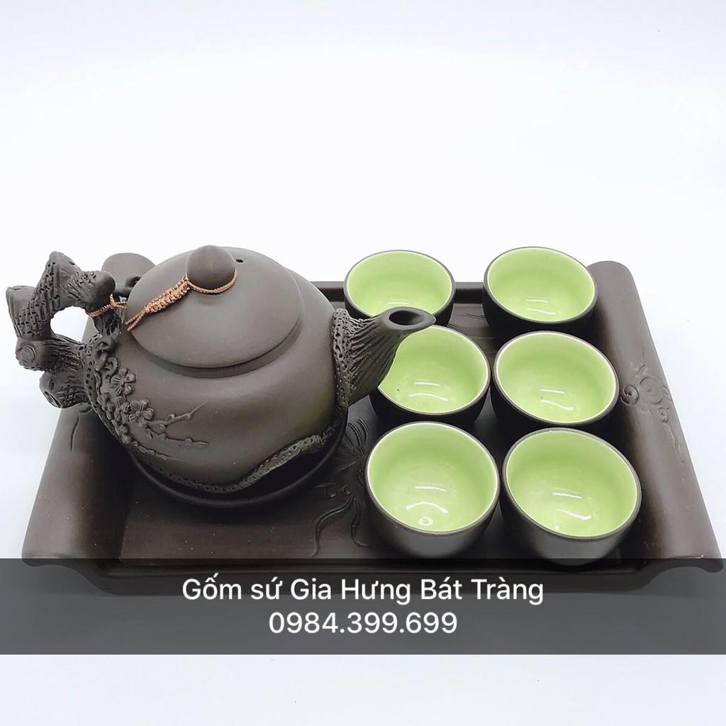 Bộ ấm chén tử sa gốm sứ Bát Tràng