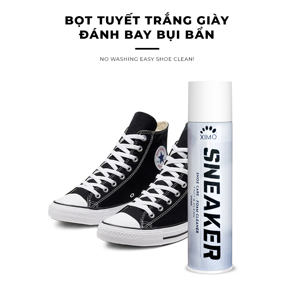 X Chai xịt tạo bọt vệ sinh giày cao cấp, chất tẩy rửa giày, làm sạch, trắng sáng và khử mốc giày hiệu quả