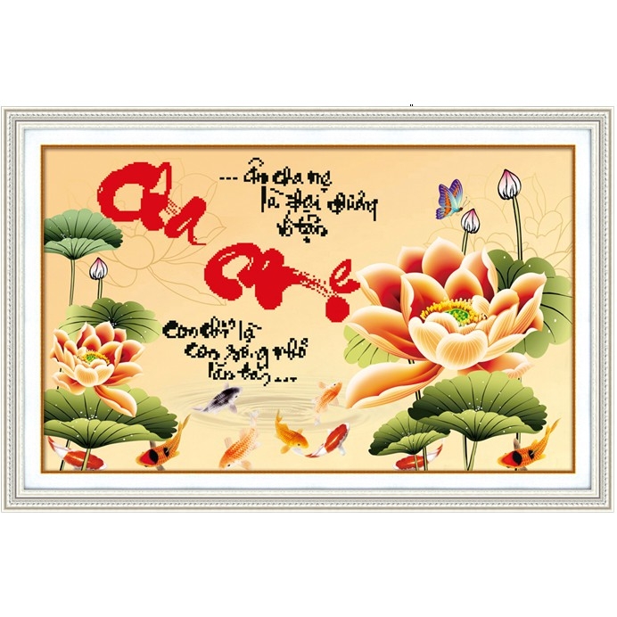 TRANH THÊU CHỮ THẬP CHA MẸ 60x40CM - CHƯATHÊU