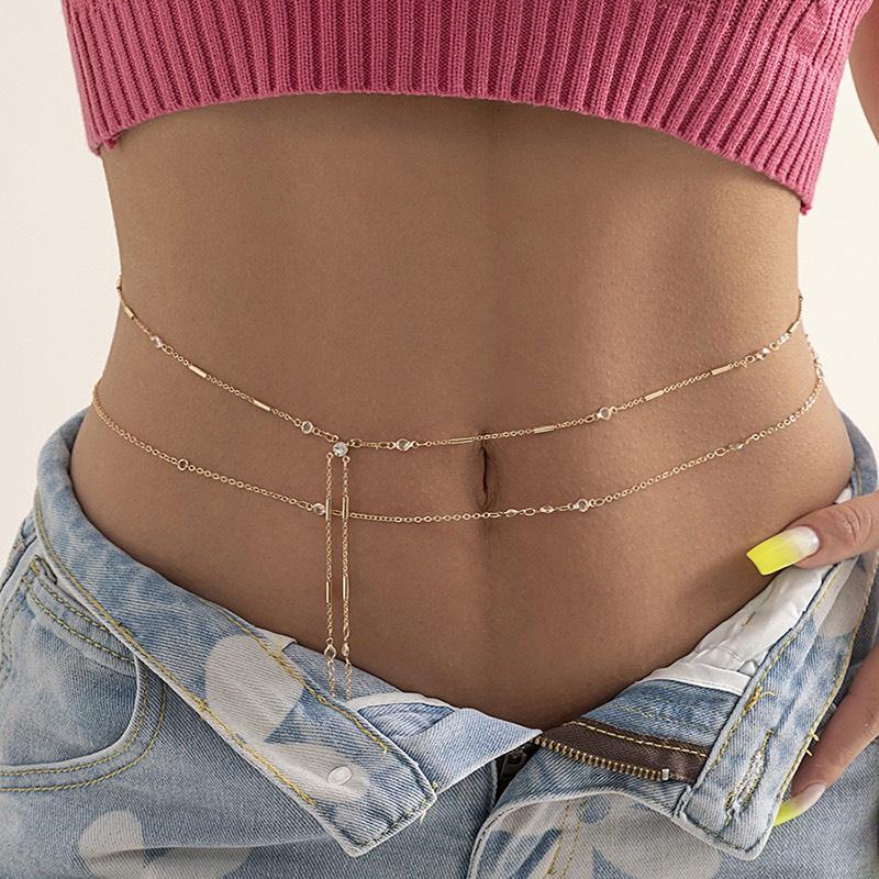 Chain thắt eo trần 2 sợi mảnh nhỏ Chain thắt eo phối croptop siu xinh