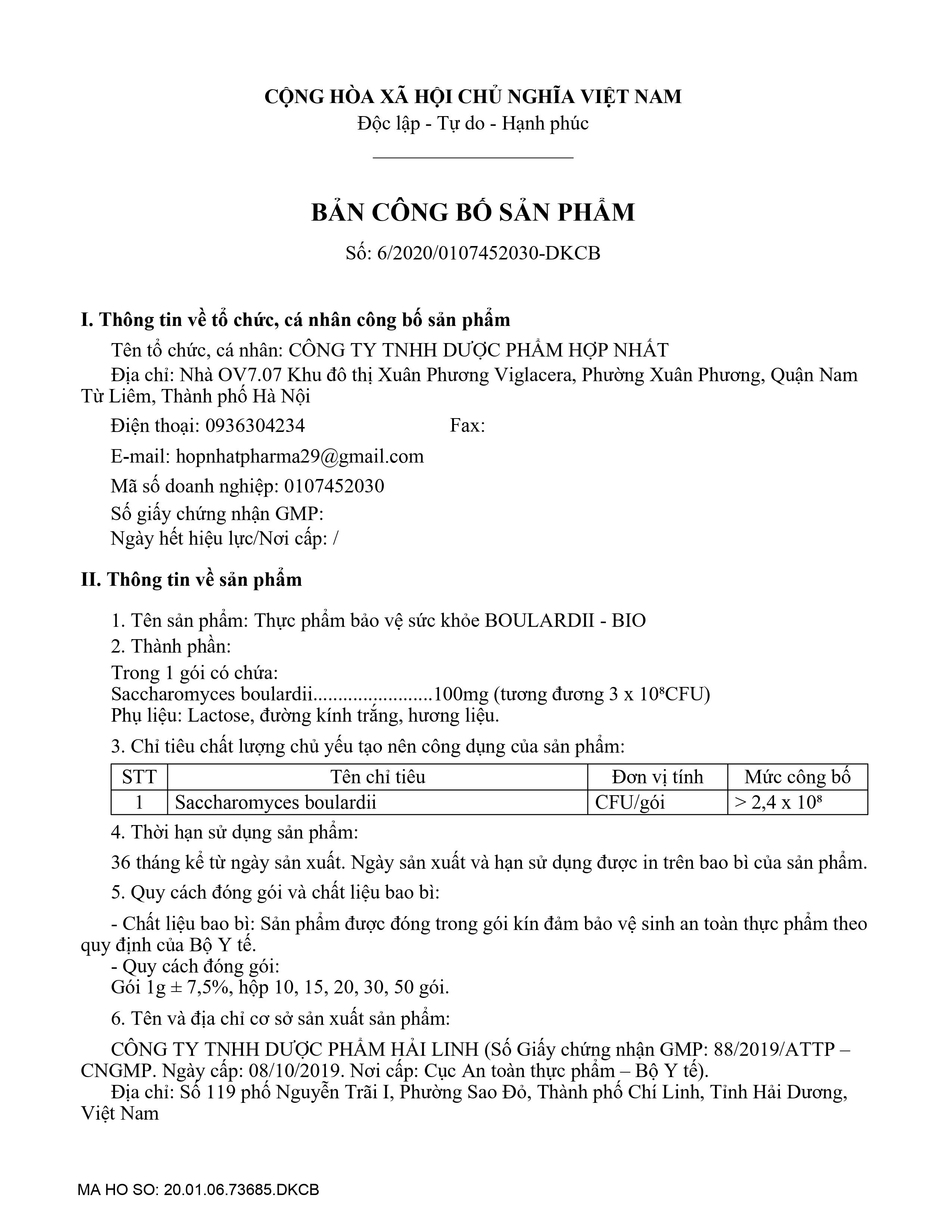 Men vi sinh Boulardii - Bio, bổ sung lợi khuẩn, hỗ trợ duy trì hệ vi sinh đường ruột - Hộp 30 gói, hàng chính hãng