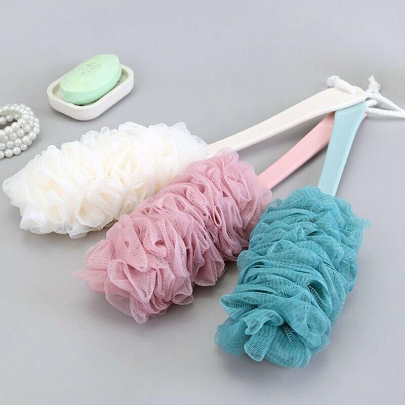 1pc Long Handle Bath Brush Back Bath Shower Scrubber Body Soft Mesh Scrub Puff Clean Oneself Bath Back Brush Sponge
