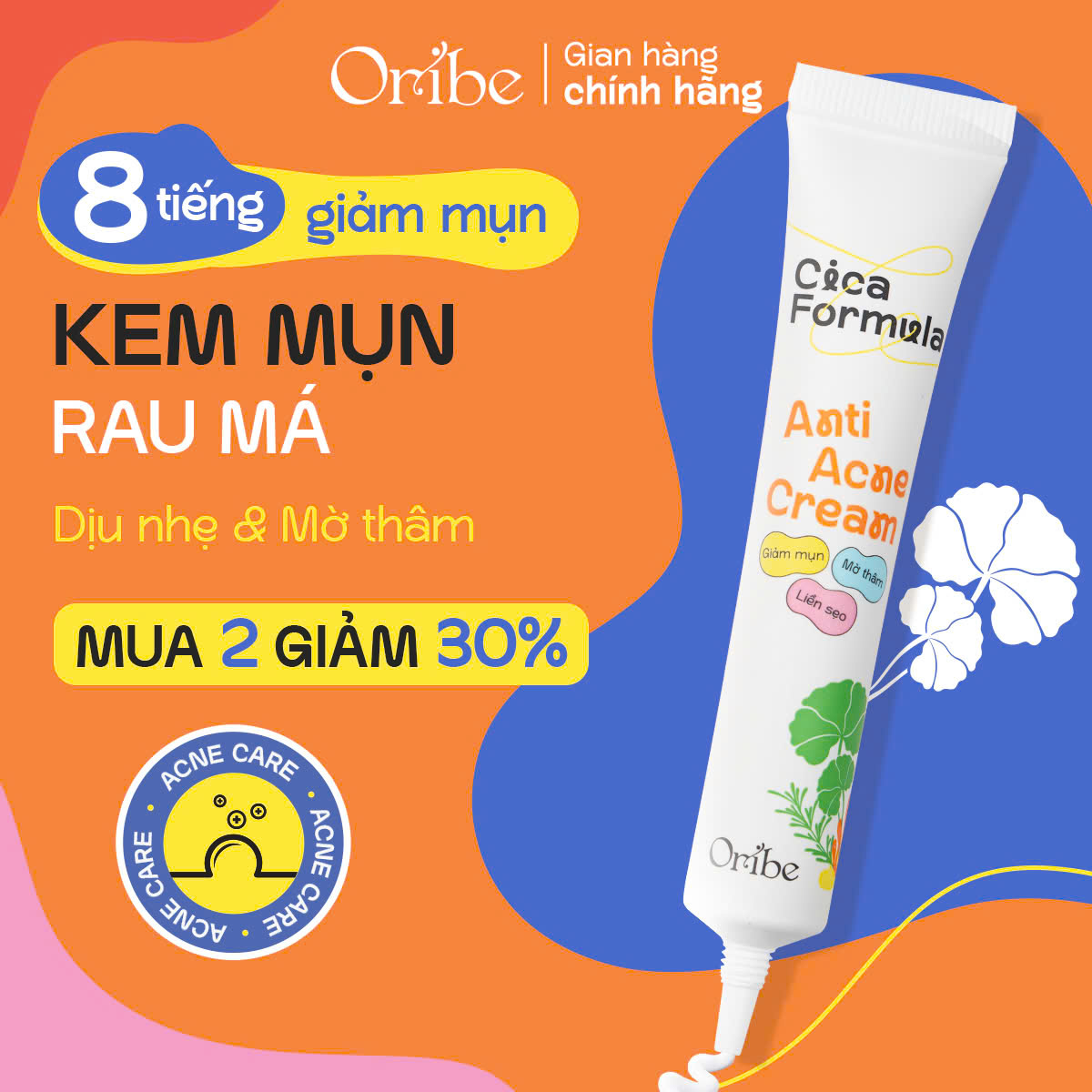 Kem chấm mụn rau má Oribe Cica Formula giảm mụn mờ thâm ngăn ngừa sẹo mụn 20g