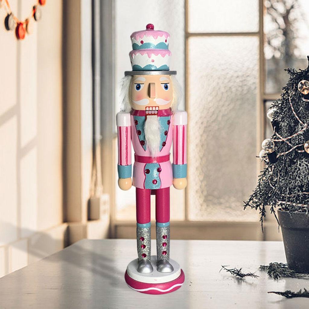 Wooden Nutcracker Soldier Figurine Ornament for Cake
