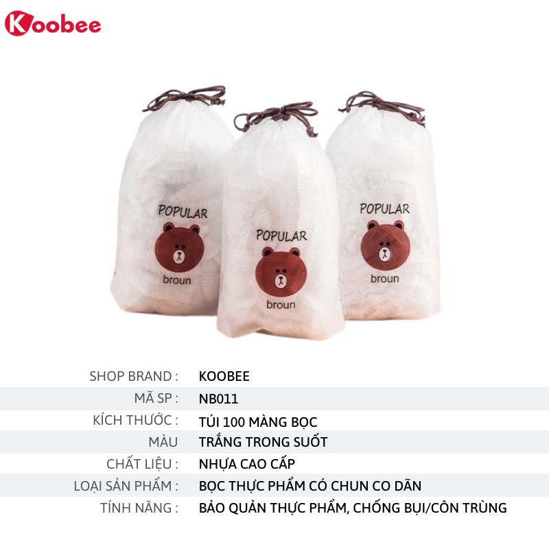 Màng bọc thực phẩm thức ăn co dãn KooBee - Túi bọc thực phẩm đồ ăn có chun bảo quản thực phẩm cực tốt