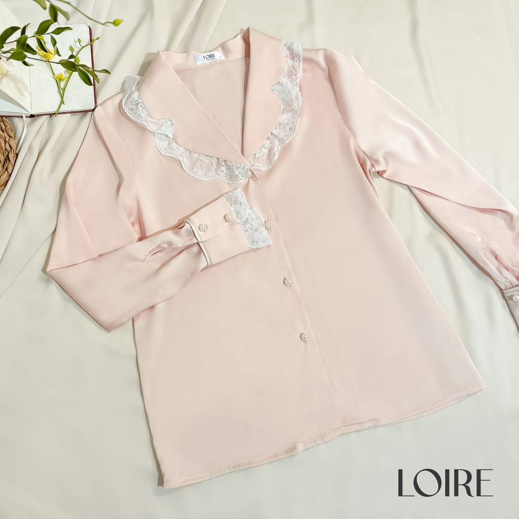 Bộ Pijama Lụa Phối Ren Loirechic LPD18