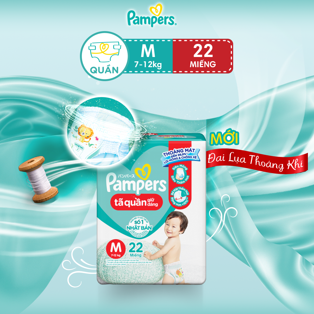 Tã Quần Pampers Giữ Dáng Mới Gói Trung M22 (22 Miếng)