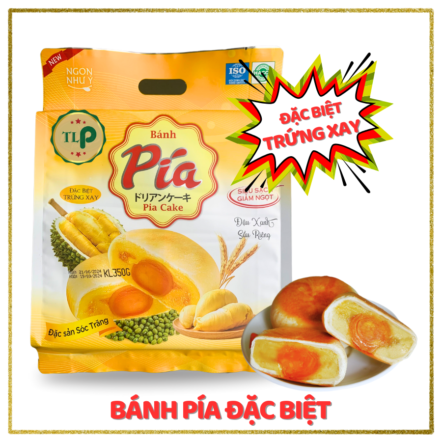 Bánh Pía Đặc Biệt TLP | Nhân Trứng Xay | Vị Đậu Xanh Sầu Riêng | Túi 350g 4 Bánh | Đặc Sản Sóc Trăng