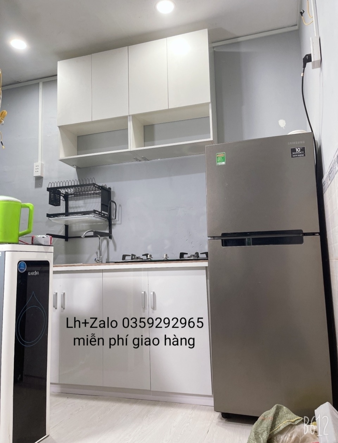 Tủ bếp mini nhựa đài Loan mặt gạch có chậu rửa
