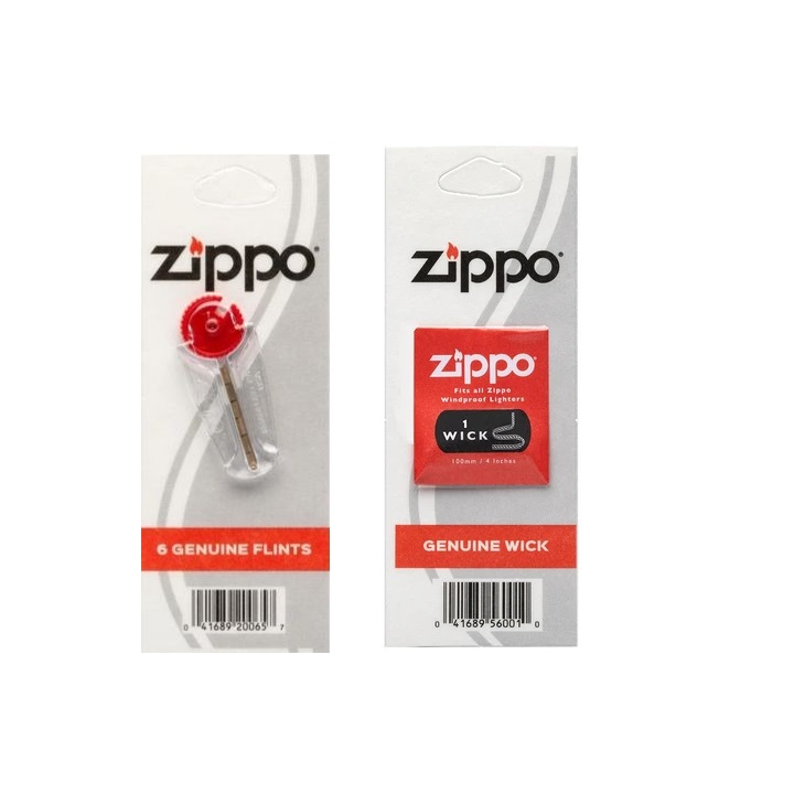 Combo 4 sản phẩm : Bật lửa Zippo Brushed Chrome 200+Xăng+Đá+Bấc