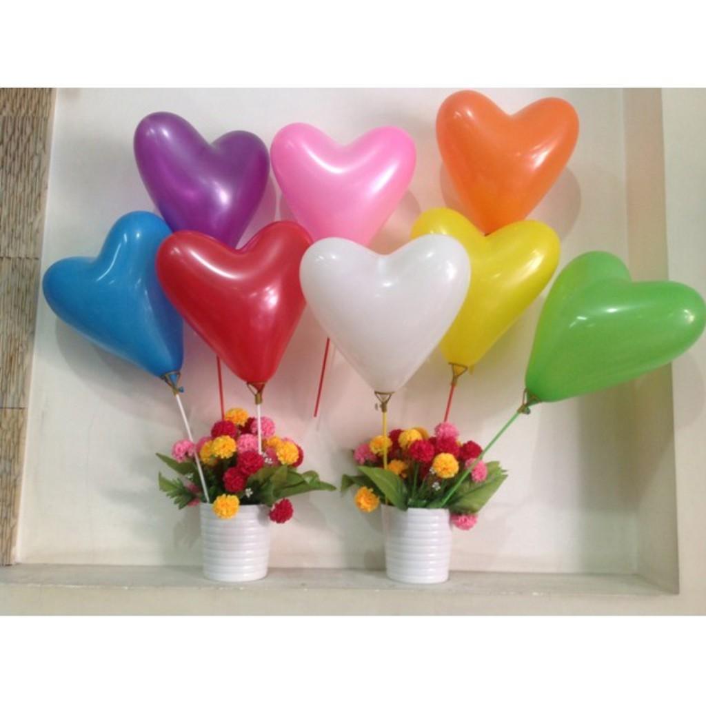 Bong bóng hình trái tim phụ kiện trang trí sinh nhật, sự kiện, khai trương, đám cưới nhiều màu - BOBABO