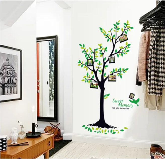 Decal trang trí tường - Thân Cây khung hình mỏng đáng yêu