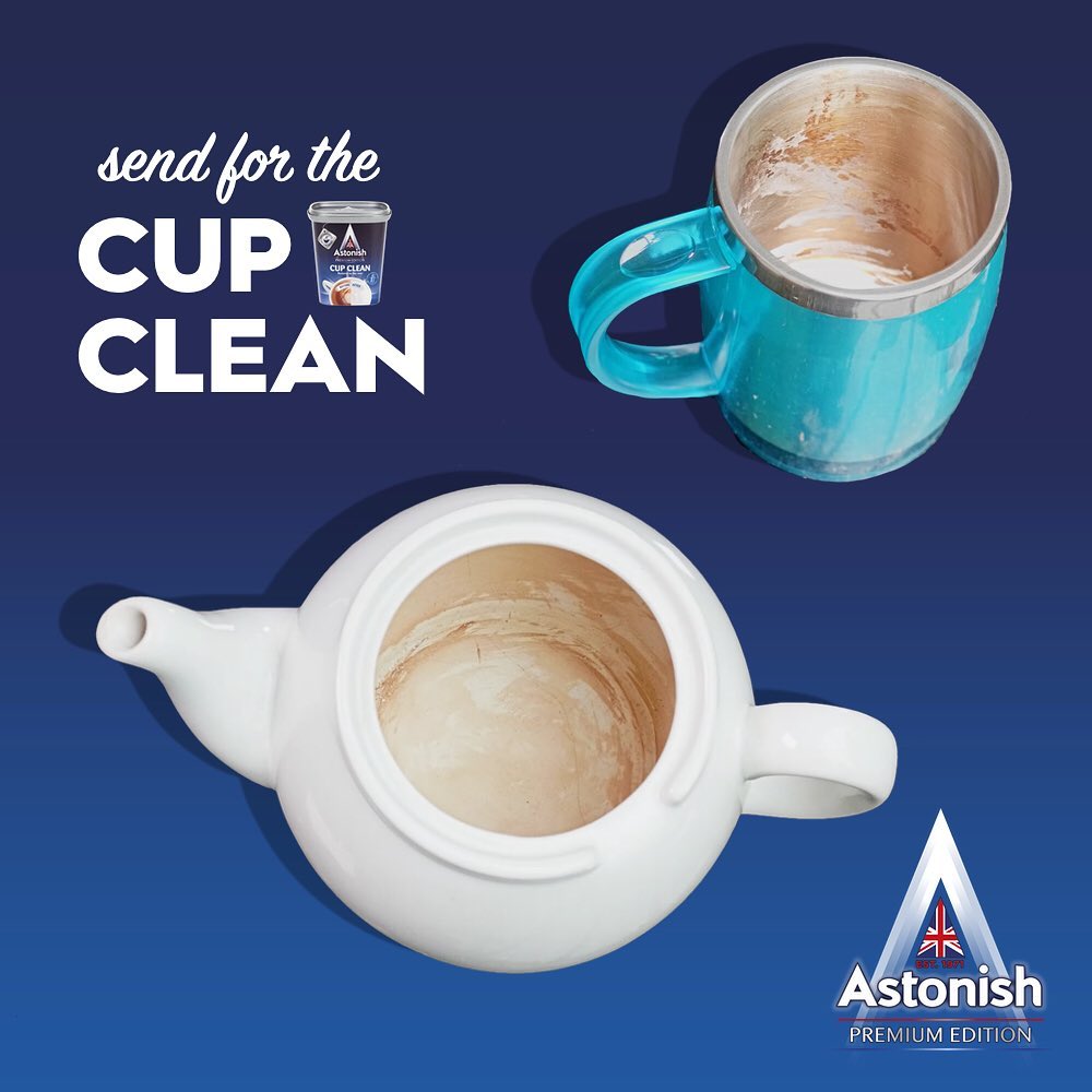 Bột tẩy rửa cặn trà cà phê, tẩy lồng máy giặt Astonish 350g Anh Quốc mẫu mới