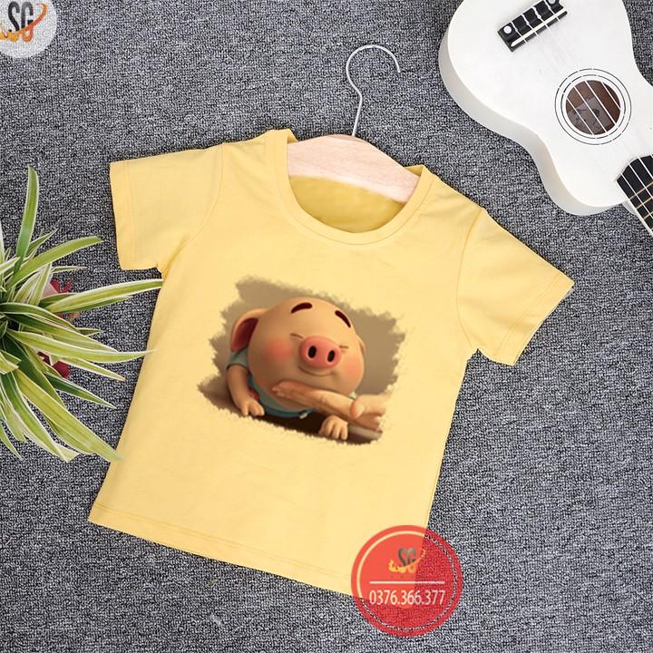 Áo trẻ em chú heo dễ thương - Thun Cotton - có 3 màu TE06