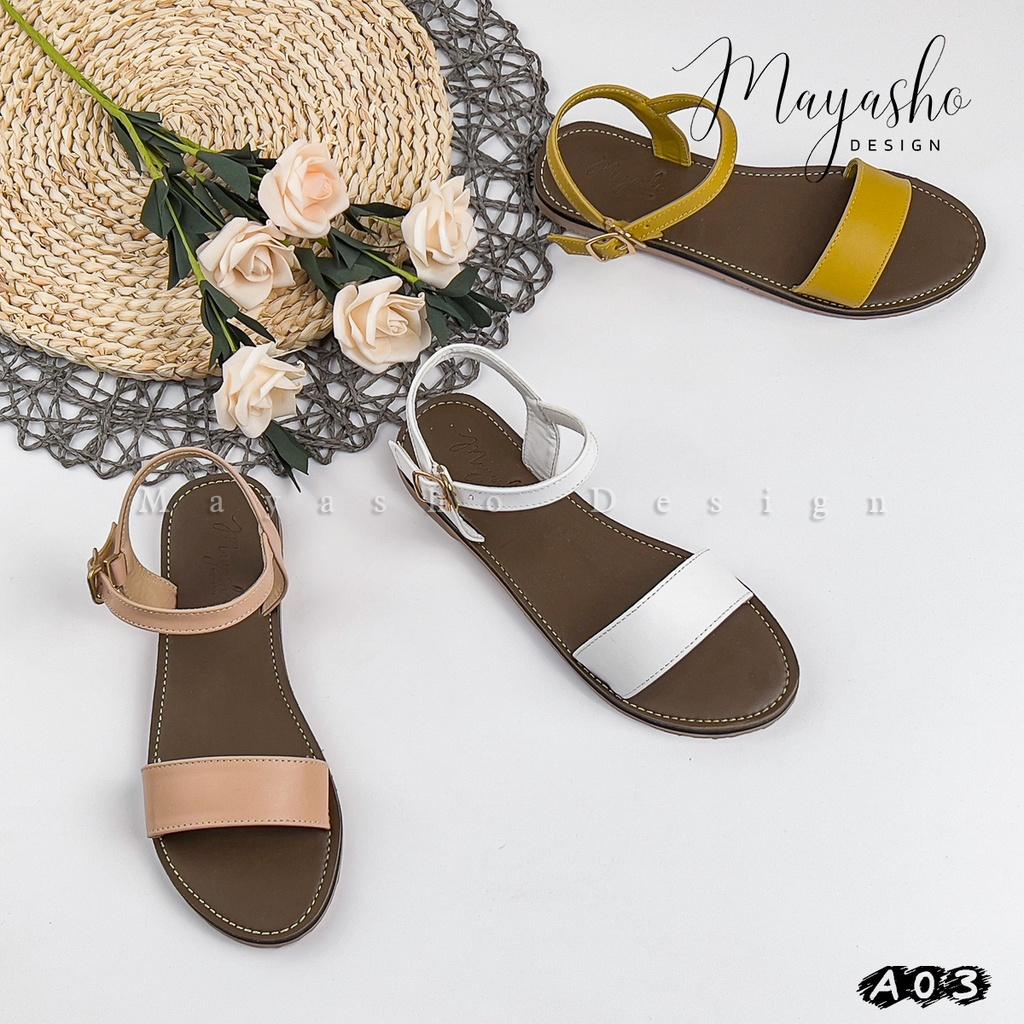 Sandal quai hậu nữ dây mảnh, quai ngang, 3 màu thời trang, đế bệt TPR cao cấp - Mayasho A03
