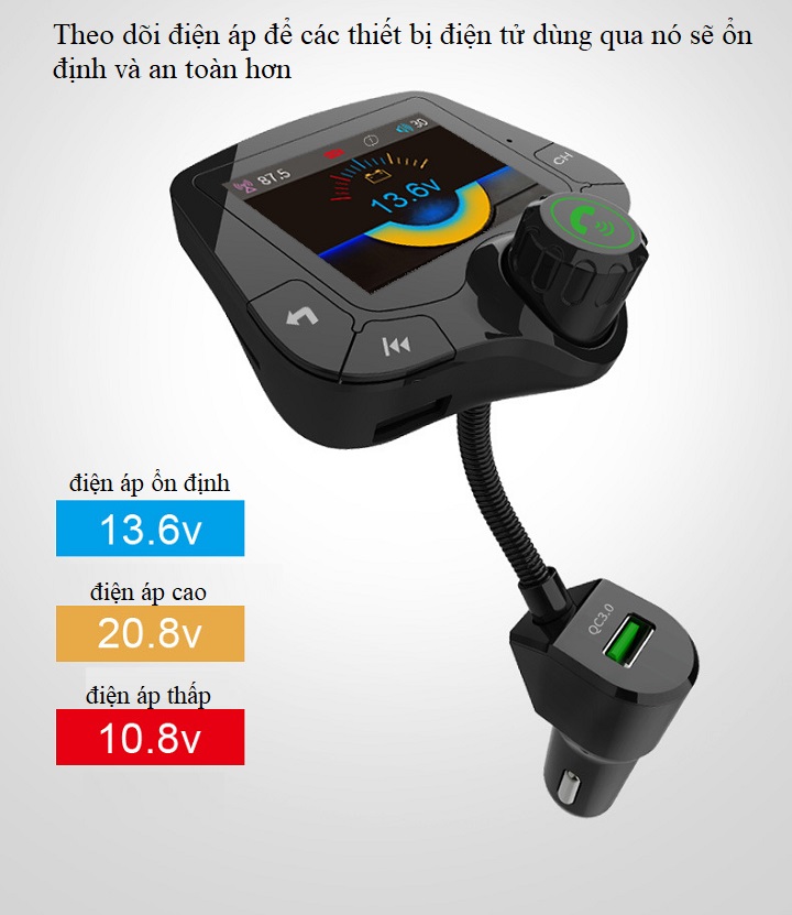 Bộ chuyển nhạc MP3 - FM trên ô tô có Bluetooth BC39