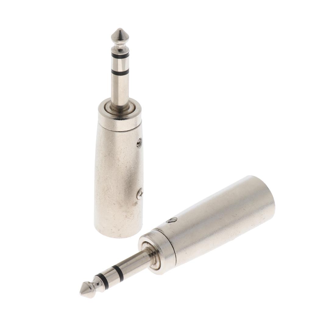 2PCS 1/4" 6.35mm Stereo Male Jack To 3-Pin Male -Audio Cable Mic Adapter
