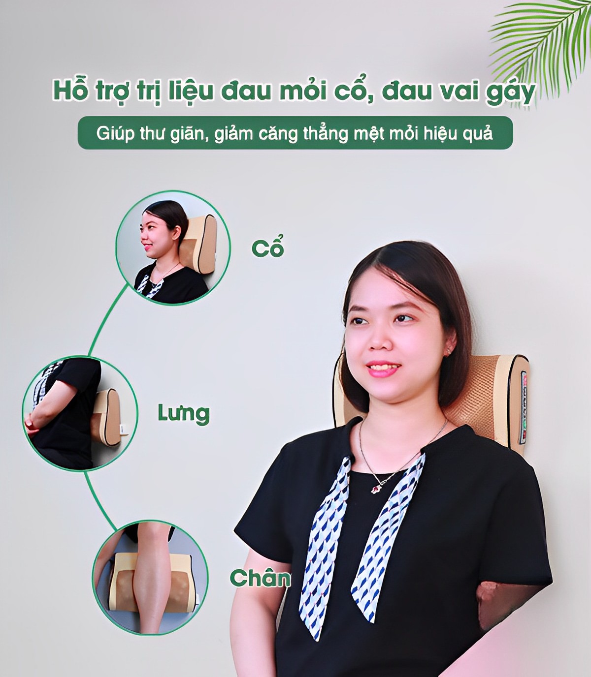 Gối Massage Hồng Ngoại 16 Bi Trị Liệu Nhật Bản, Mát Xa Cổ, Lưng, Vai Gáy