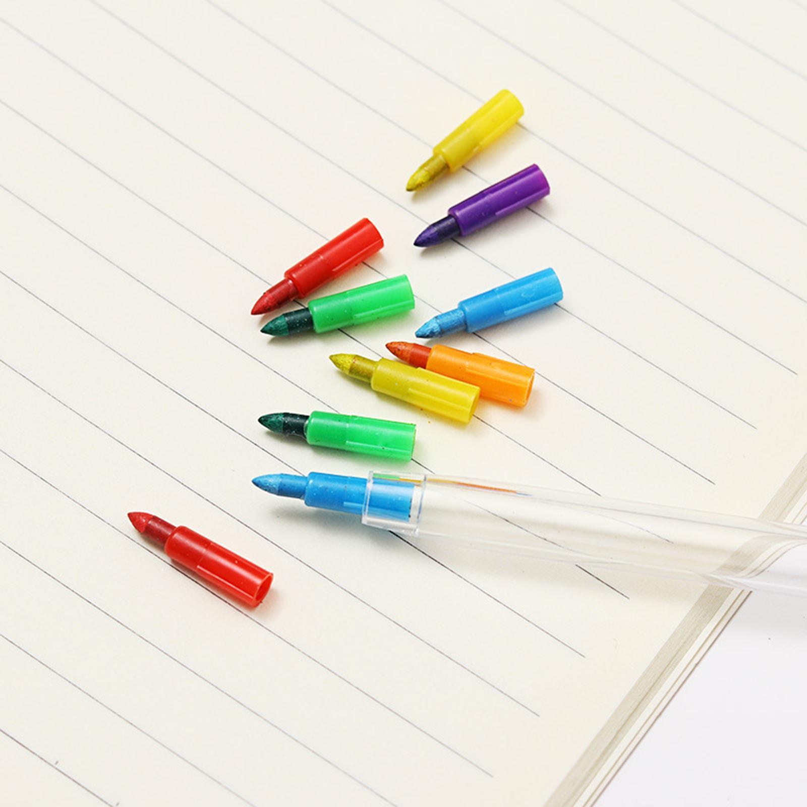 10 Pieces Rainbow Pencils Stackable Crayons for Kids Stacking Crayons Buildable Crayons Party Favors for School Supplies