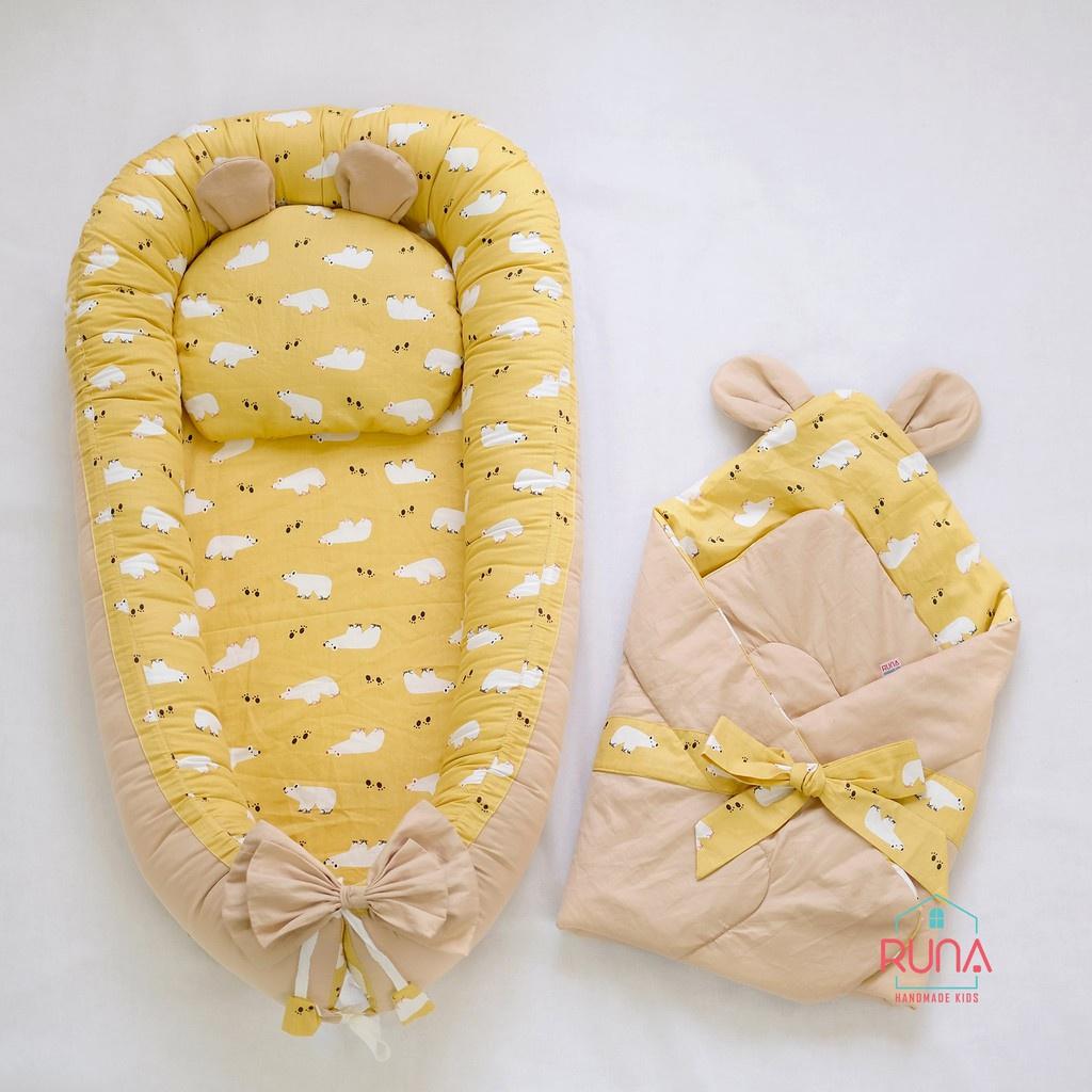 Nôi vải ngủ chung giường cho bé RUNA KIDS chất liệu vải Satin cao cấp mềm mịn thoáng mát an toàn cho da bé