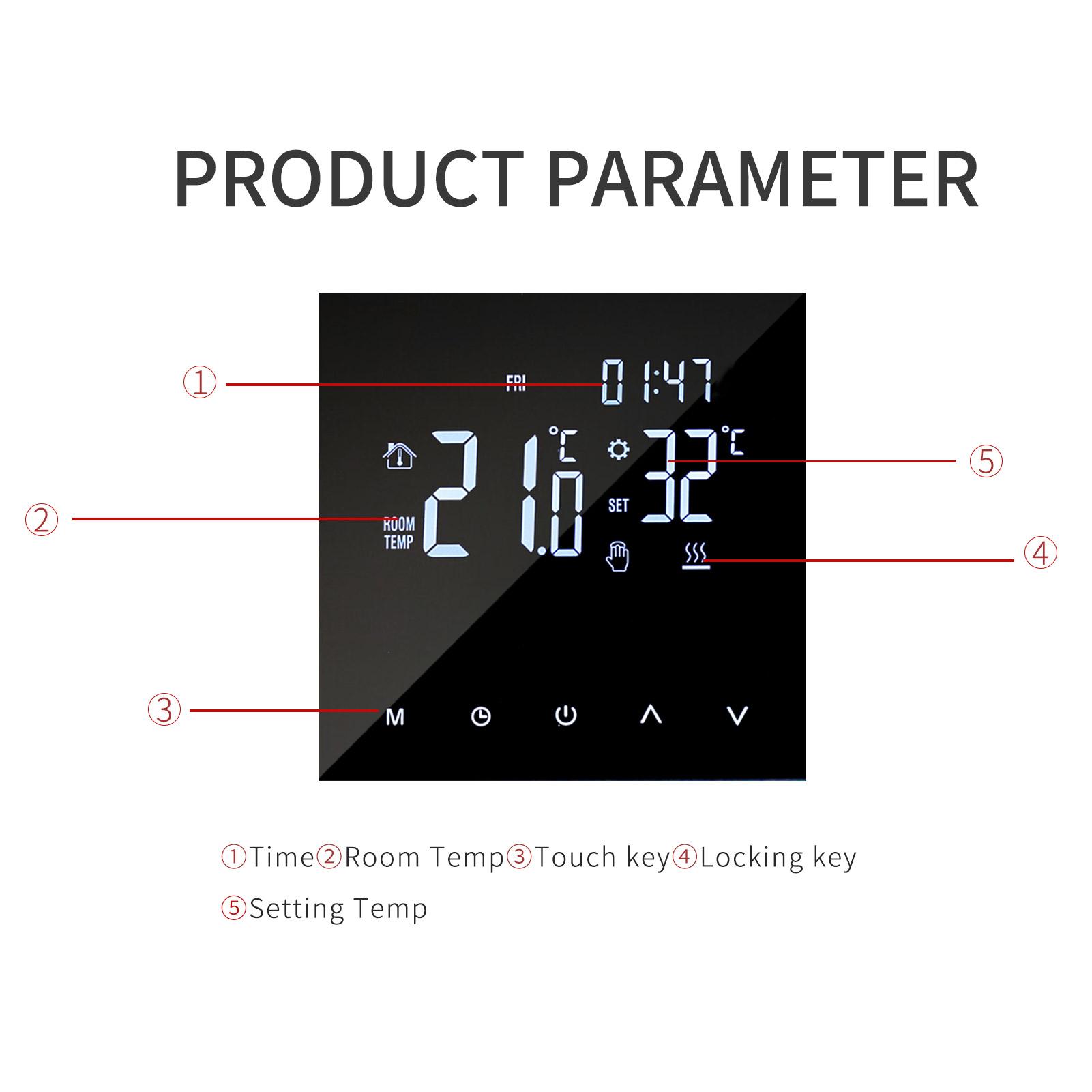 WIFI Smart Heating Thermostat Digital Temperature Controller Mobile Phone APP Control Touchscreen LCD Display Week Programmable Water Floor Heating & Gas Boiler Thermostat Anti-freeze for Home School Office Hotel SmartLife APP Control