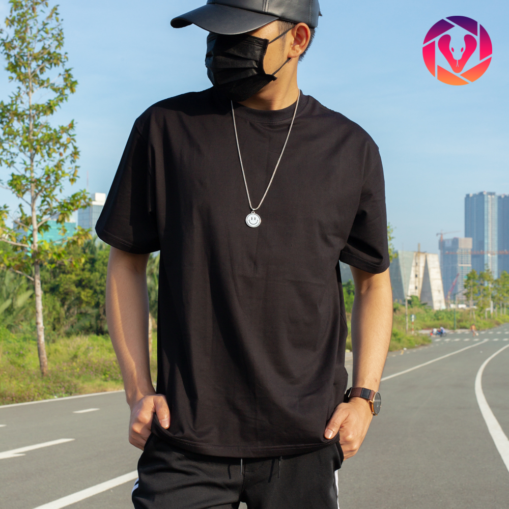 Áo thun trơn cotton tay ngắn, cổ tròn, form rộng, unisex , màu cơ bản đen và trắng