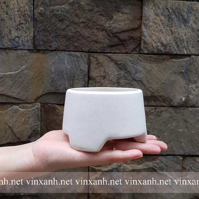 Chậu Sứ Trồng Cây Cảnh Mini Ba Chân Trồng Sen Đá, Xương Rồng, tiểu Cảnh Mini