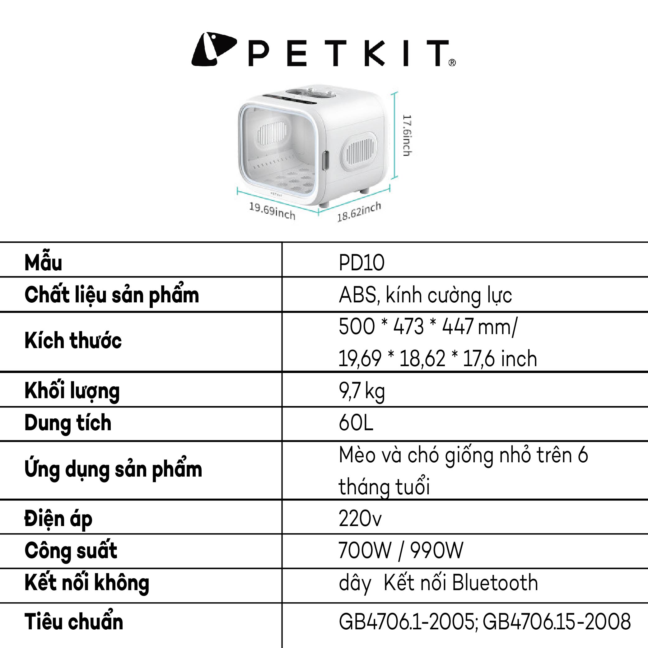 Máy Sấy Air Salon, Lồng Sấy Cho Chó Mèo Petkit AirSalon Max