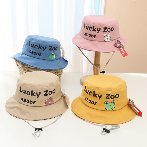 Mũ vành cho bé họa tiết LUCKY ZOO Chất Cotton mềm mịn kiểu dáng hàn quốc , 2 tuổi - 6 tuổi