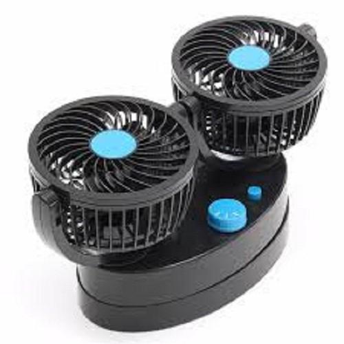 Quạt điện đôi dùng trên ô tô 2 quạt kép xoay 360 độ