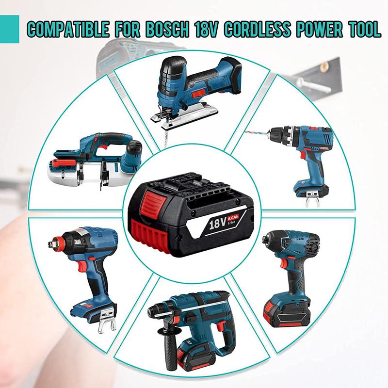 1-3PSC Pin 18V Cho Bosch GBA 18V 6.0Ah Lithium BAT609 BAT610G BAT618 BAT618G 17618-01 BAT619G BAT622 SKC181-202L + Sạc Màu Sắc: 1 Chiếc 6000
