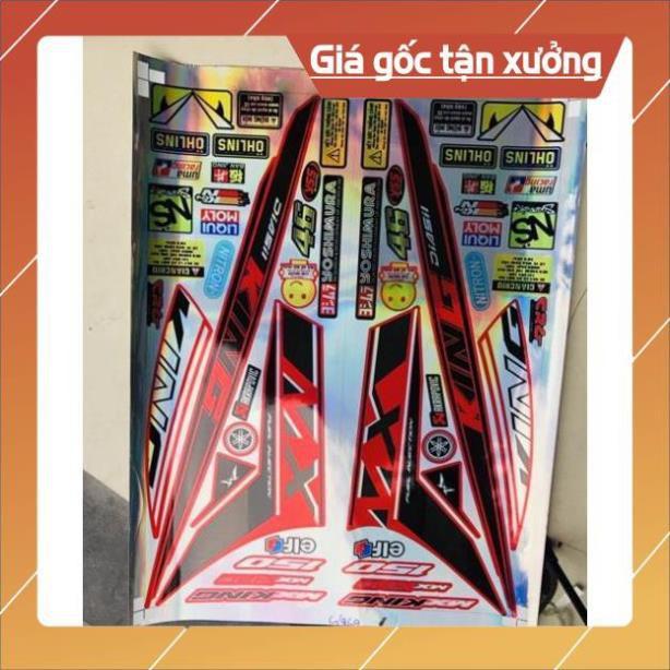 Trọn bộ tem rời Mxking dán xe đỏ chất liệu Crom 7 màu titan