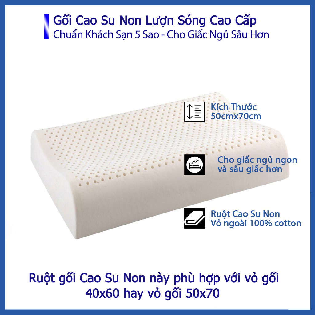 Gối Cao Su Non Người Lớn Cao Cấp Chính Hãng Chuẩn Khách Sạn 5 Sao Gối Cao Su Non Lượn Sóng Massage Cho Người Đau Vai Gáy Gối Đầu Nằm Ngủ  Kê Chống Mỏi Cổ Từ Cao Su Non Thiên Nhiên Cao Cấp Cho Người Lớn 50cmx70cm