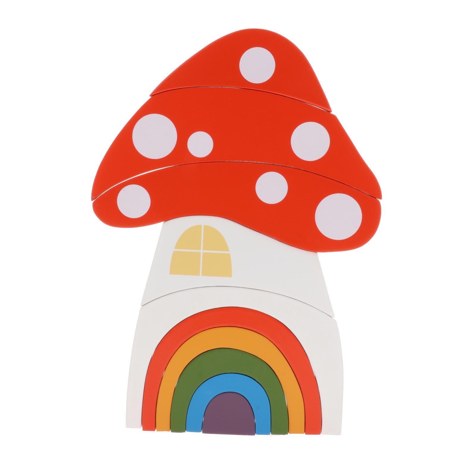 Wooden Rainbow Stacker Nesting Puzzle Blocks Stacking Game Building Creative Color Shape Matching Jigsaw Learning Toy Early Development Gift for Kids