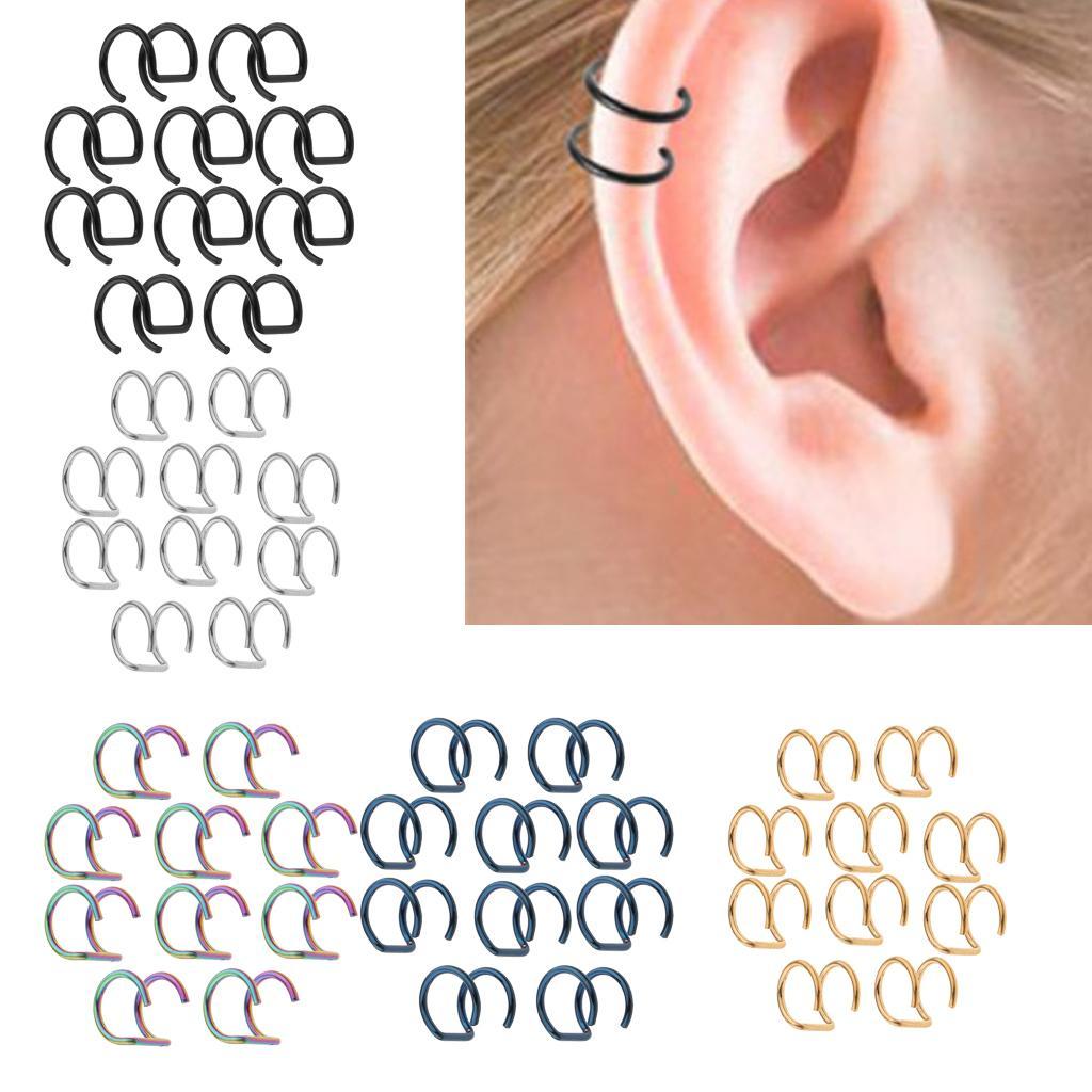 10 Pieces Stainless Steel Clip On Ear Loop Ring Non-piercing