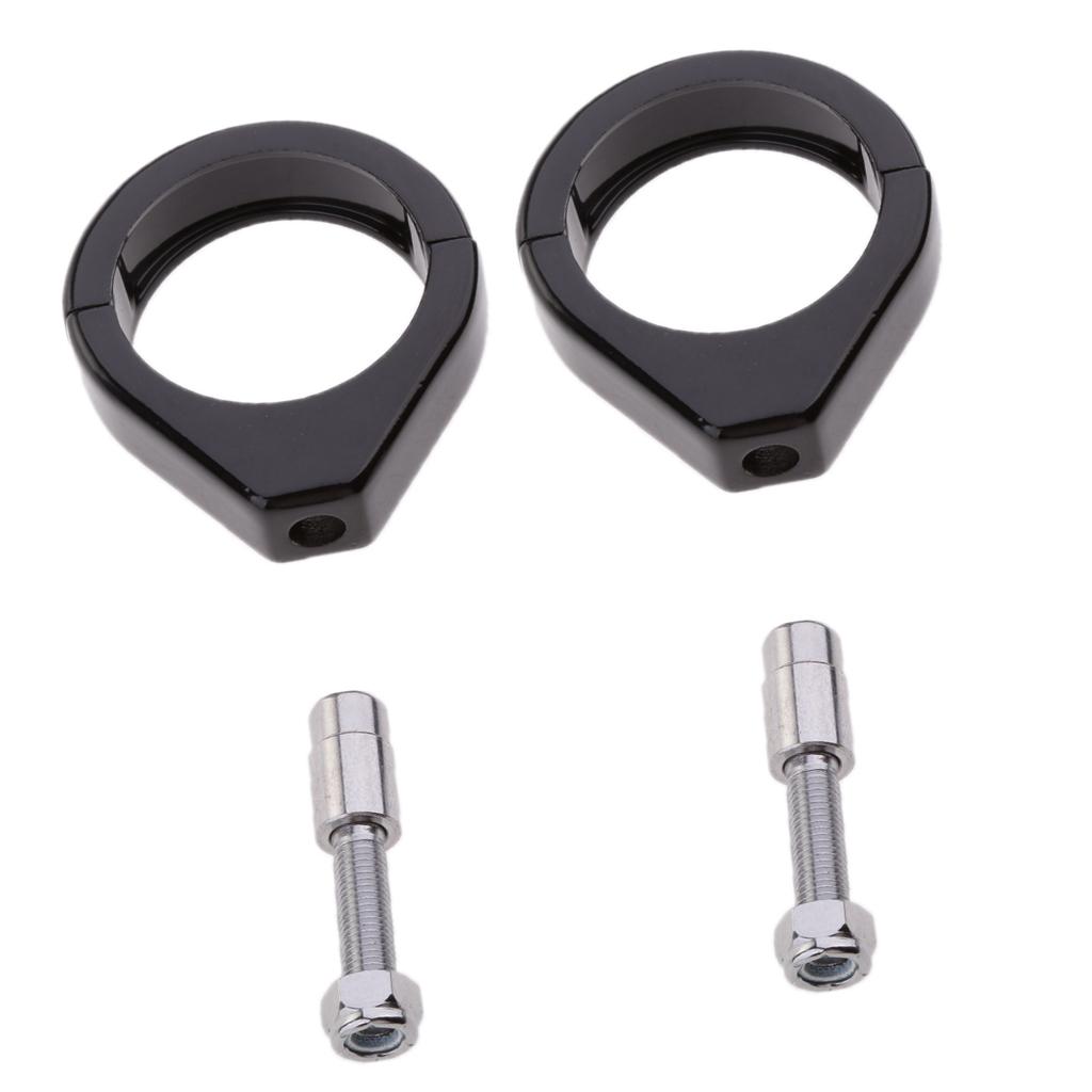2X Gắn Chân Đế 49 Mm Fork Ống Nhan Kẹp Cho Harley Softail Đen