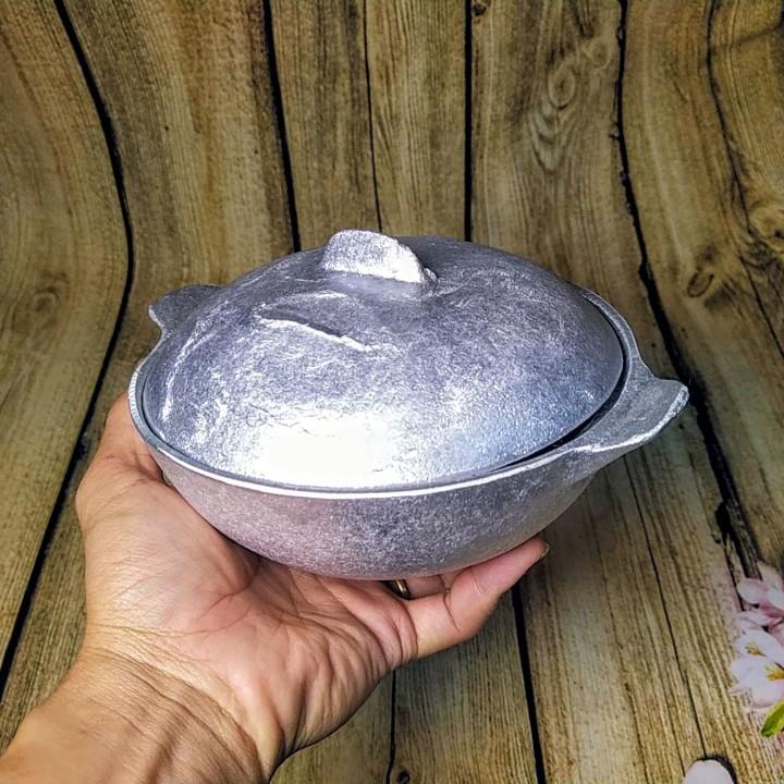 Nồi Gang dầy ĐÚC NGUYÊN KHỐI thủ công SIÊU ĐẸP -Size 17. Dụng cụ nhà bếp nấu CƠM, CANH, KHO