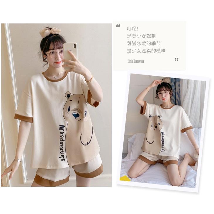 Bộ Pijama Nữ Cộc Tay Họa Tiết 3D Dáng Rộng Nhiều Màu - DOMIN clothing