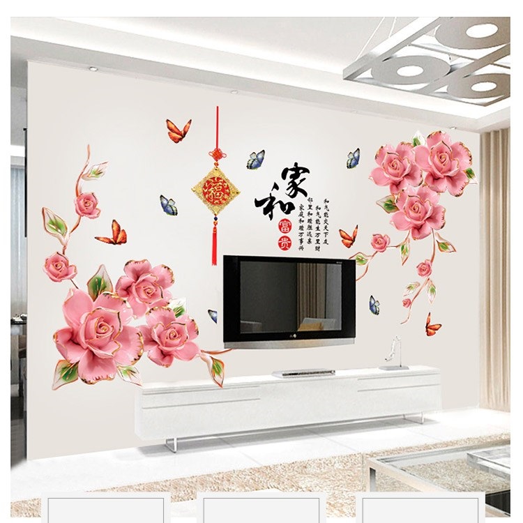 Decal trang trí phòng ngủ Hoa hồng lãng mạn, cổ điển đầy phong cách