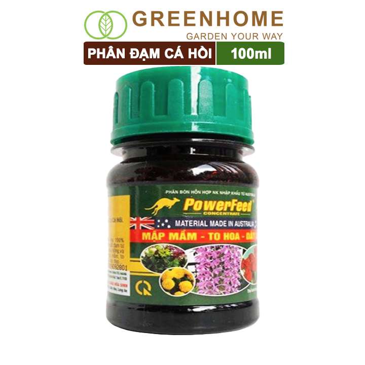 Phân đạm cá Powerfeed, chai 100ml, chiết xuất cá hồi, mập mầm, to hoa, dày cánh |Greenhome