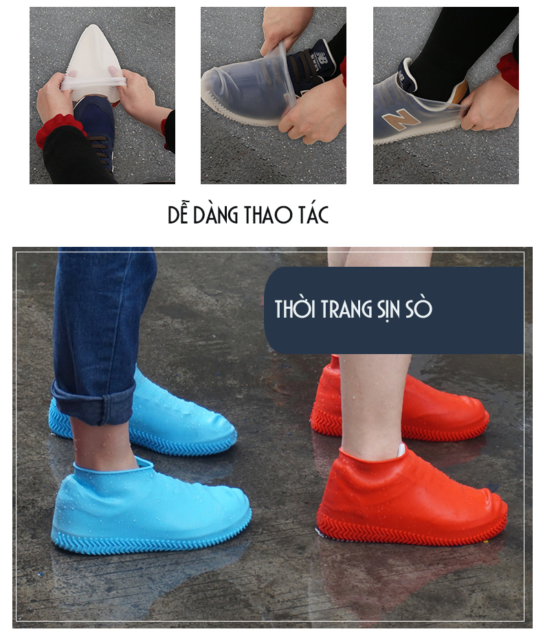 TÚI ỦNG SILICONE BỌC GIÀY ĐI MƯA, CAO SU CO GIÃN CHỐNG NƯỚC, CHỐNG TRƠN TRƯỢT, THỜI TRANG