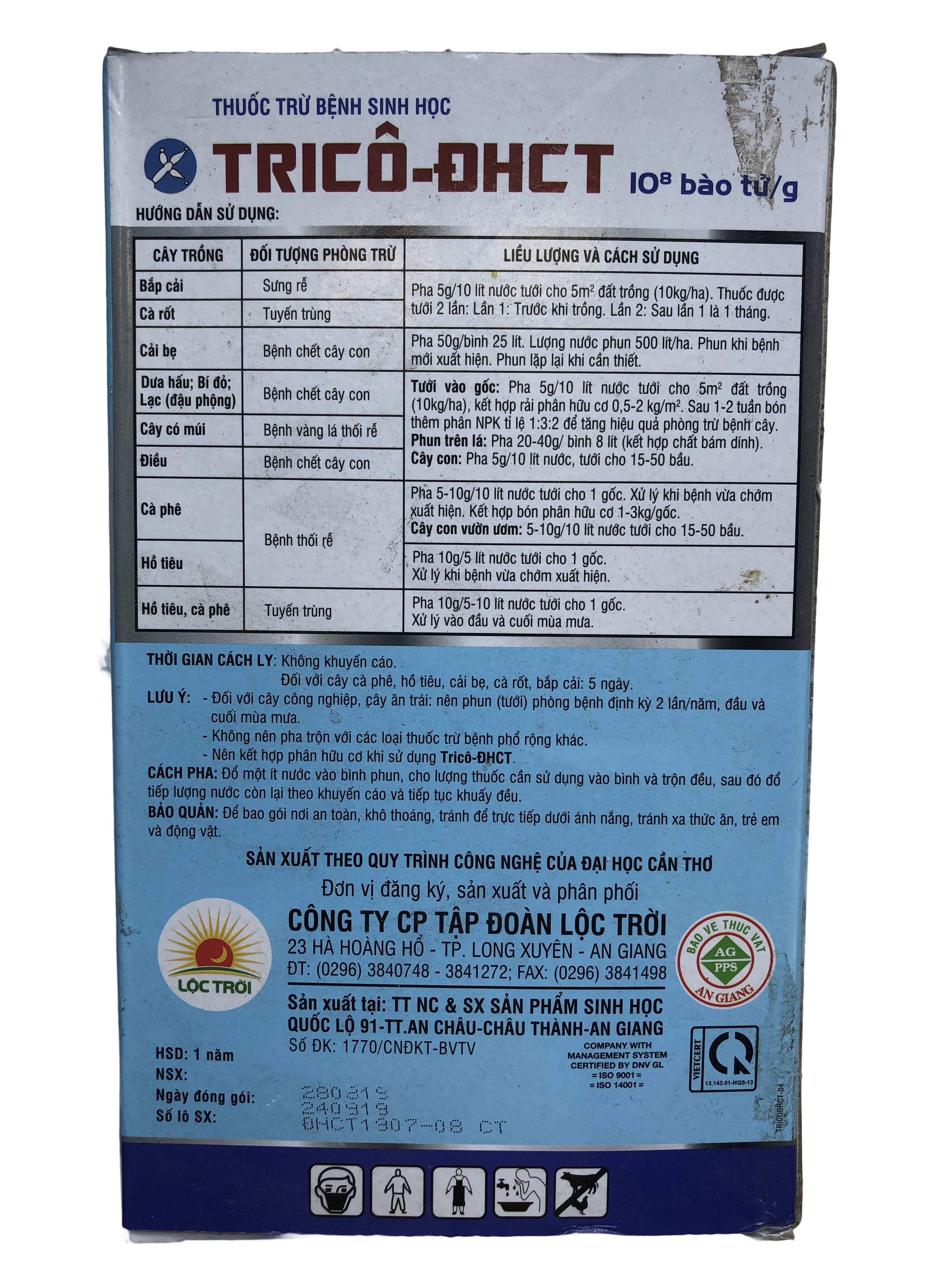 SẢN PHẨM TRICÔ-ĐHCT LÀ CHẾ PHẨM NẤM TRICHODERMA NGỪA BỆNH CHO CÂY TRỒNG