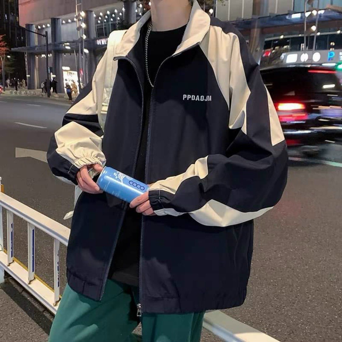 Áo Khoác Dù PPDAOJIA LOGO THÊU Nam Nữ Ulzzang Unisex Form Rộng Bomber TRƠN Jacket 2 lớp dày dặn