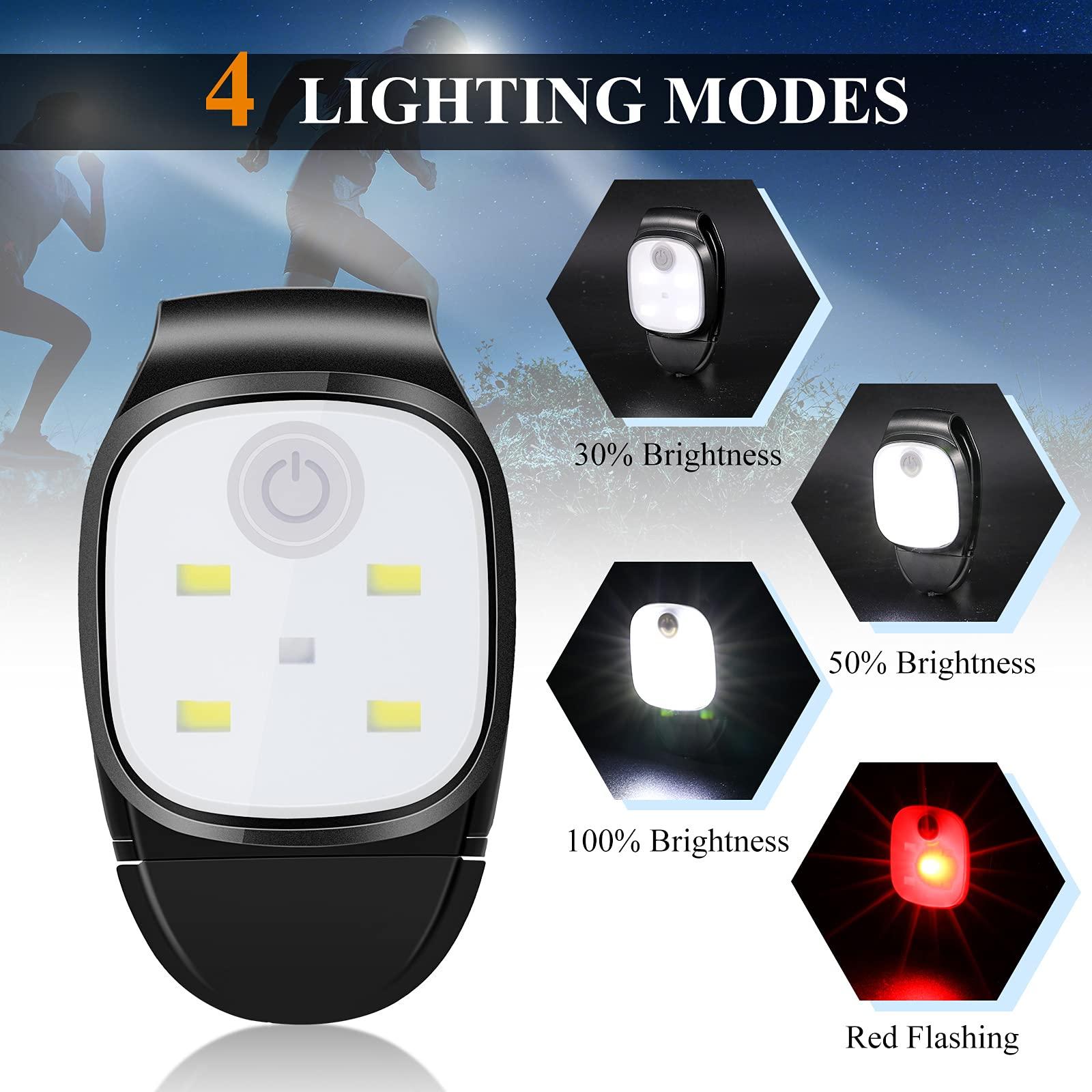 2 Cái Đêm Kẹp Đèn Chạy Ngoài Trời USB Sạc LED Phản Quang Nhựa Nhỏ Ánh Sáng Chạy Tàu An Toàn Ánh Sáng Phụ Kiện Chạy Bộ
